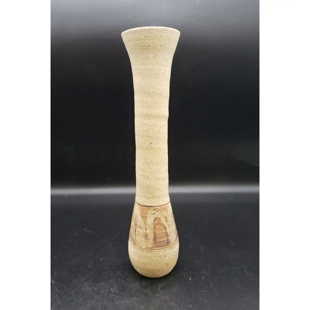 Tall Sandstone stoneware Bud Vase Coalville Utah Pottery 10-3/4
